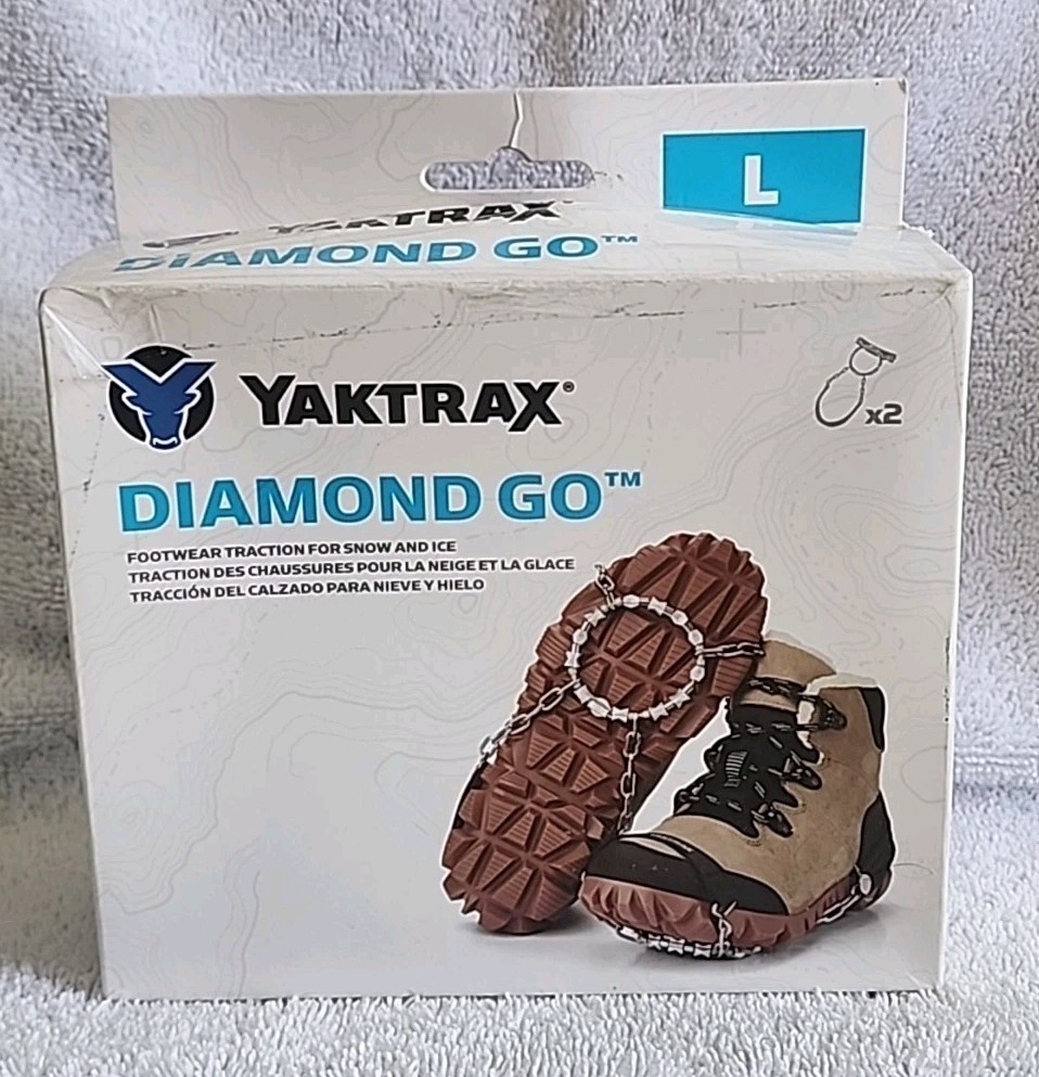 Yaktrax Diamond Go Large Shoe Traction Snow Ice Cleats New In Open Box