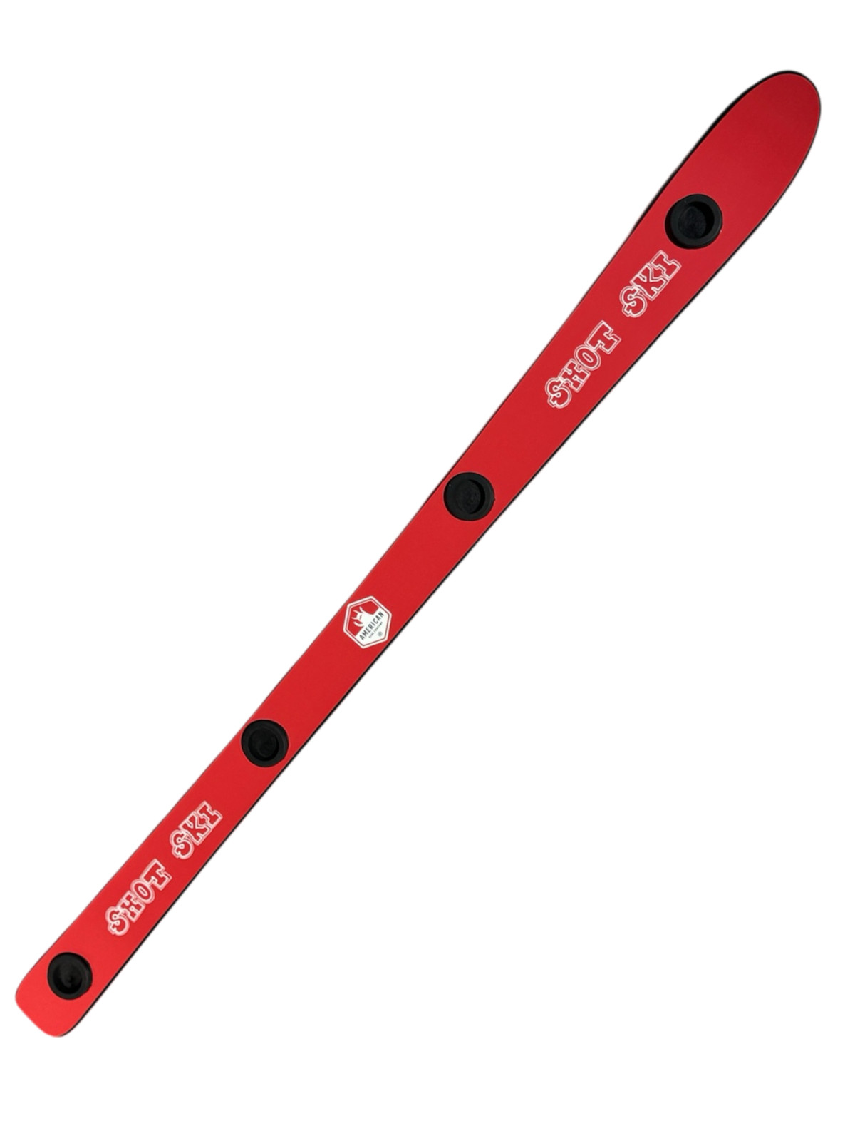 4 person shot ski with sleeve of disposable shot glasses - Red.