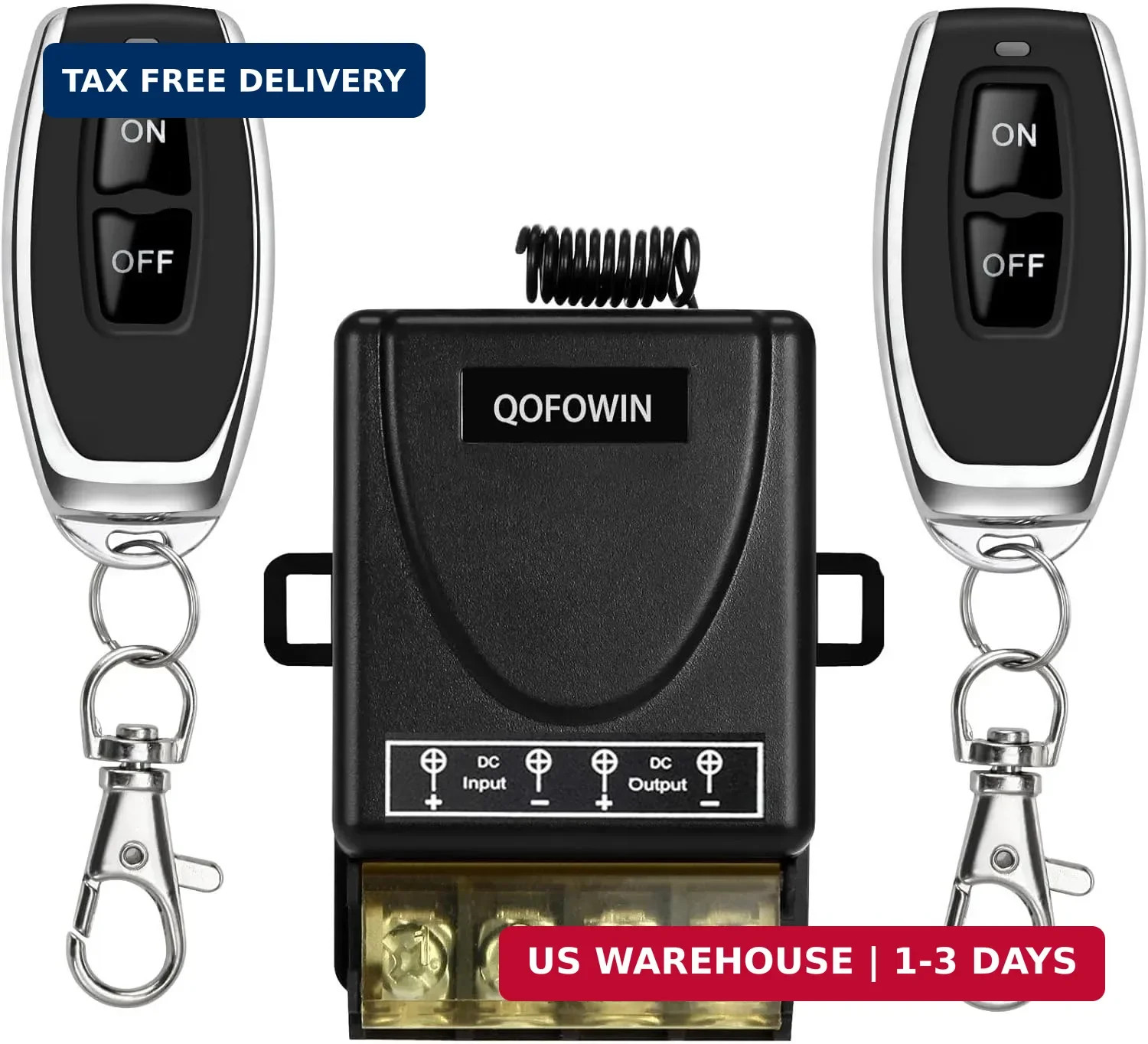 Wireless Remote Switch with 328 ft Long Range,DC 12V/24V/48V/72V Current Rating