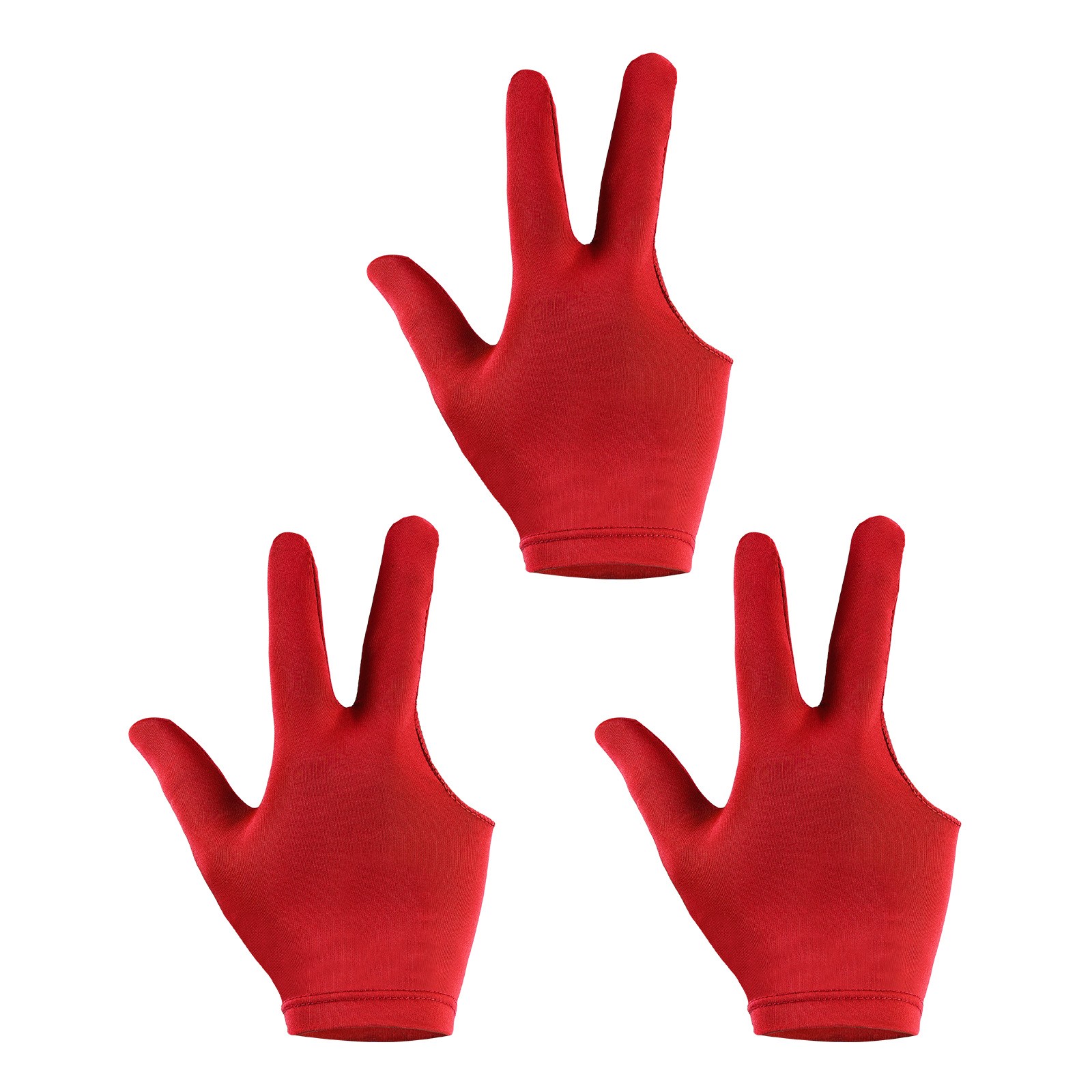 3Pcs 3 Fingers Pool Gloves Billiard Gloves Left & Right Hand Show Gloves Red