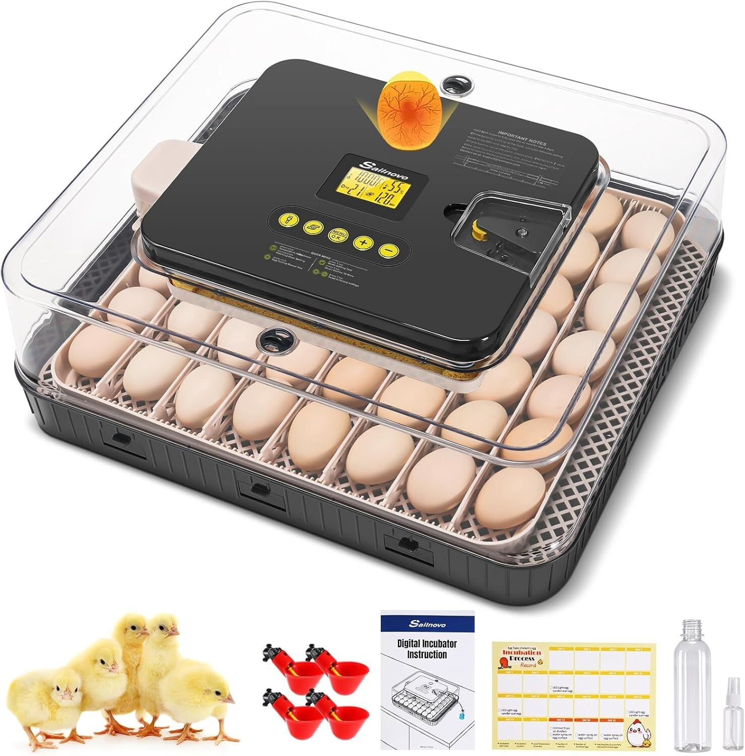 Egg Incubator for Hatching 56 Eggs w/Automatic Egg Turning Built-in LED Candler~