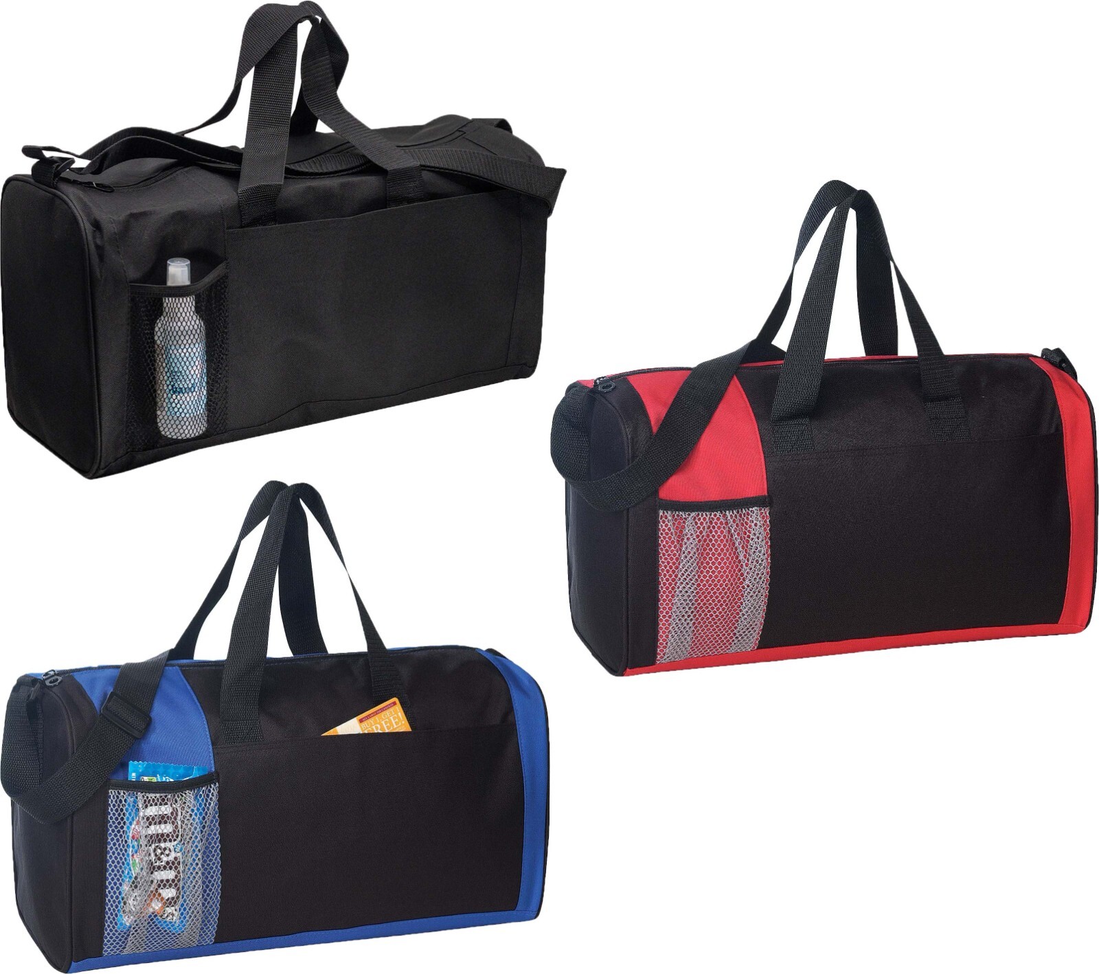 21" Gym Travel Duffel Bag Mesh Pocket Water Bottle Holder Sports Gear Duffle