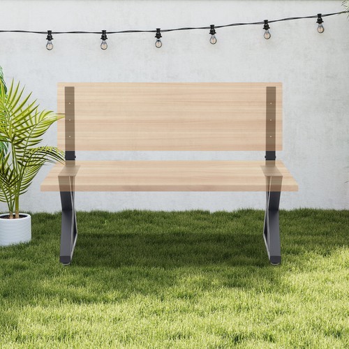 2PCS Bench Legs Z-Shaped Bench Legs with Backrest Bracket Bench Legs Black