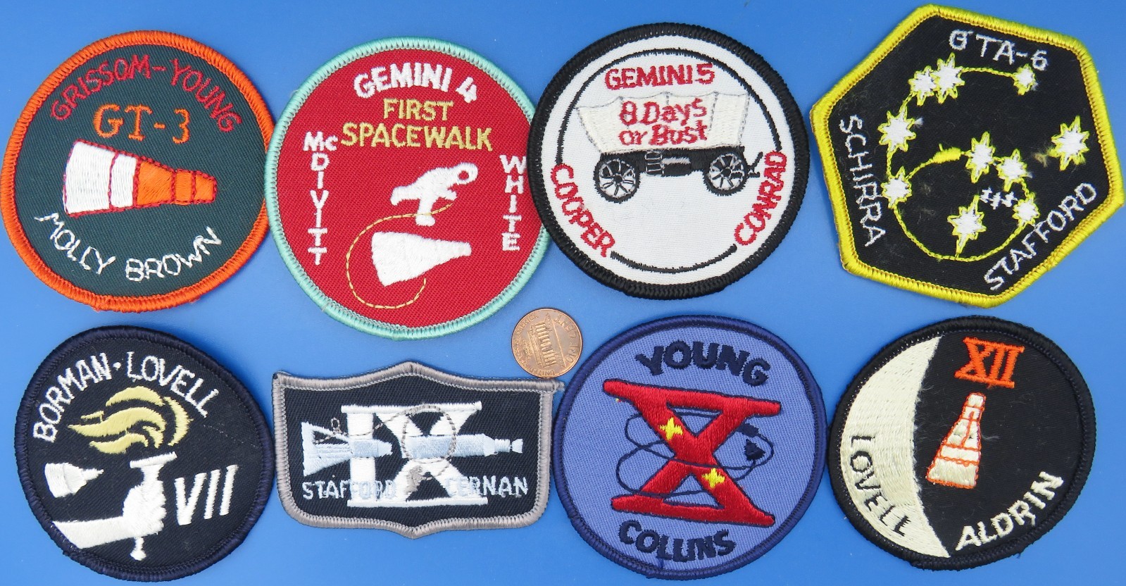 GEMINI PATCH lot of 8 vtg NASA Schirra Stafford Young Collins Lovell FREE SHIP