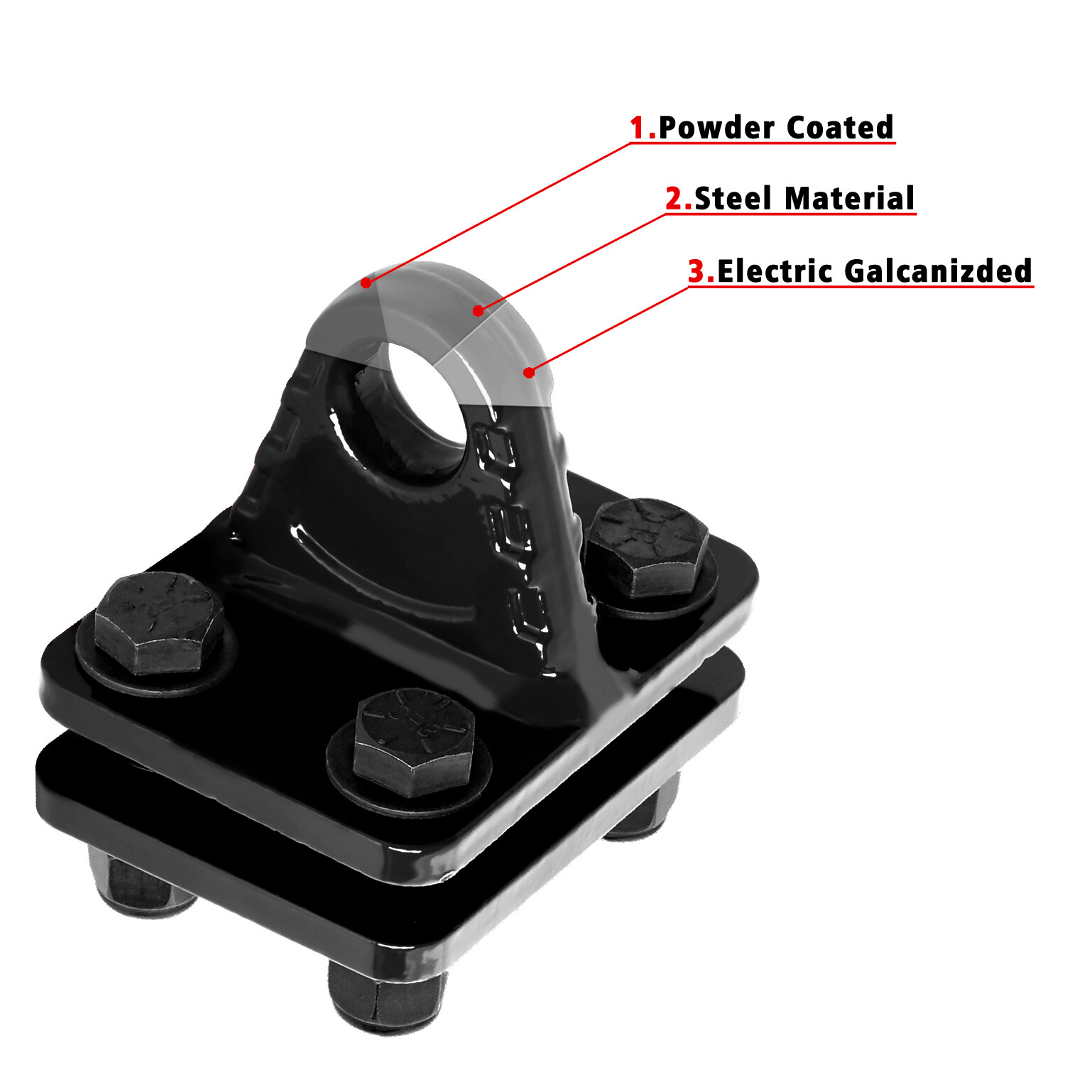 2 Pack D-Ring Shackle Mounts w/Backer Plate Bolt on Clevis Mount Bumper Bracket