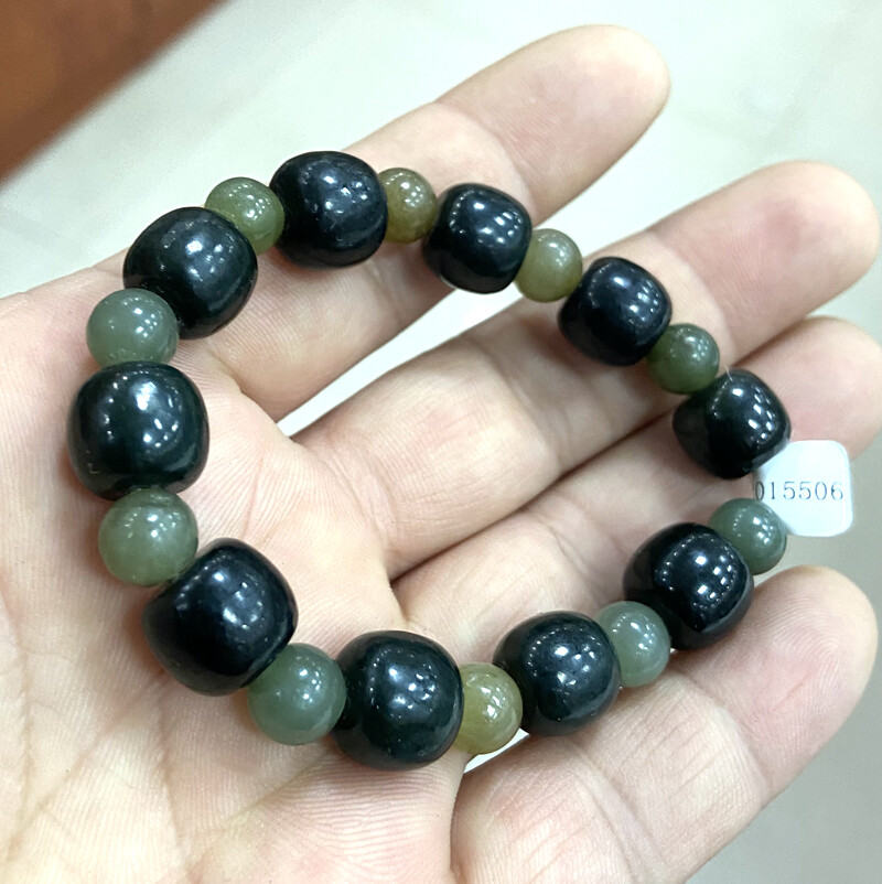 Certified Natural A Grade Green Hetian Nephrite Jade Bead Bracelet 10*12mm