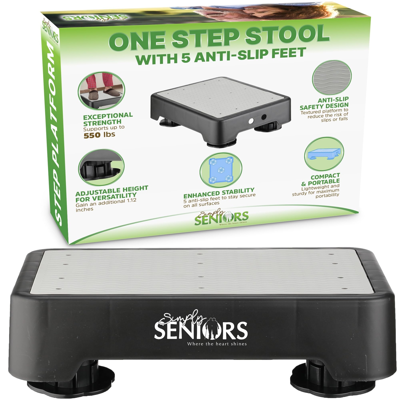 Small Heavy Duty Plastic Step Stool for Adults Mobility Aid for Seniors