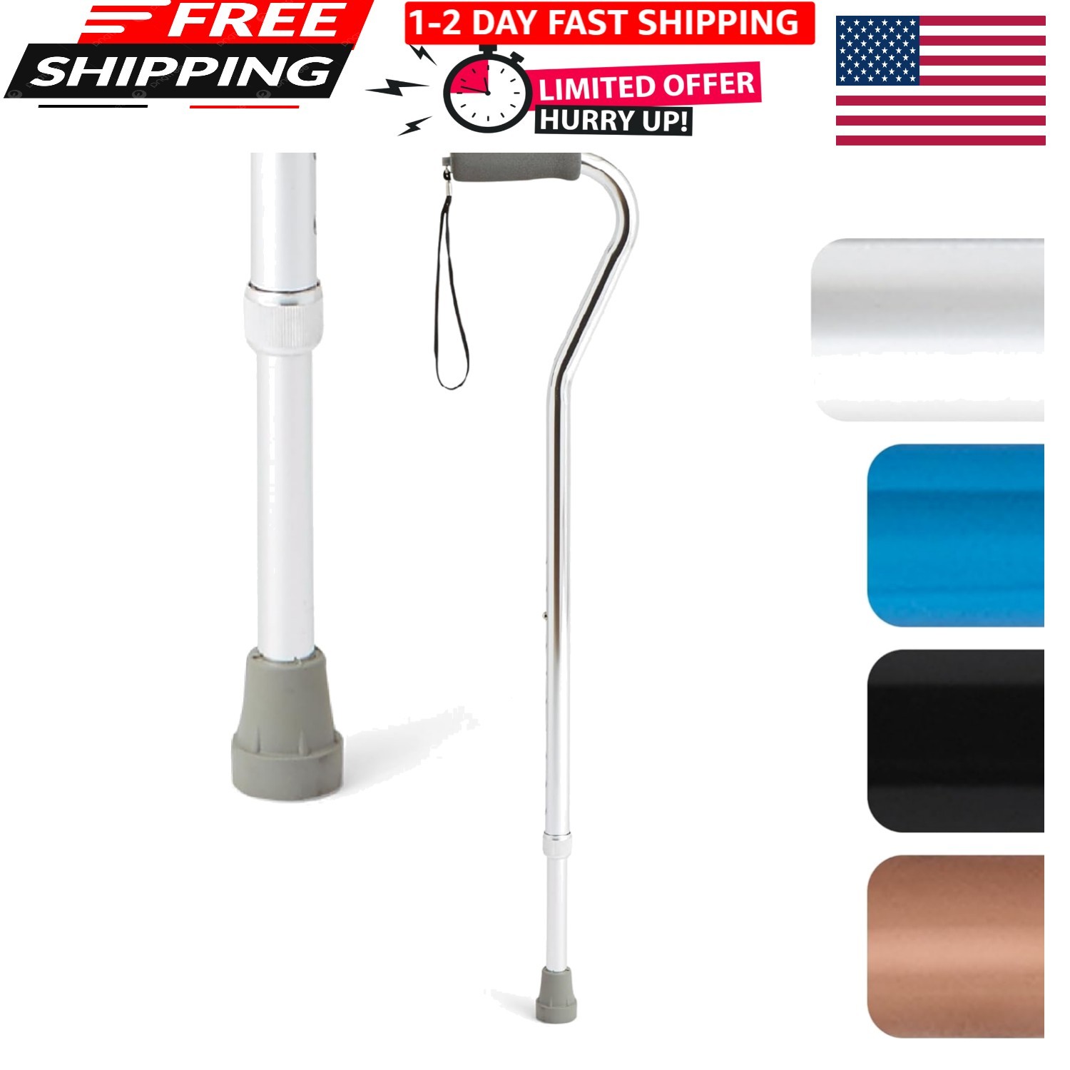 Comfort Grip Chrome Walking Cane – Elevate Your Mobility Style with Stability