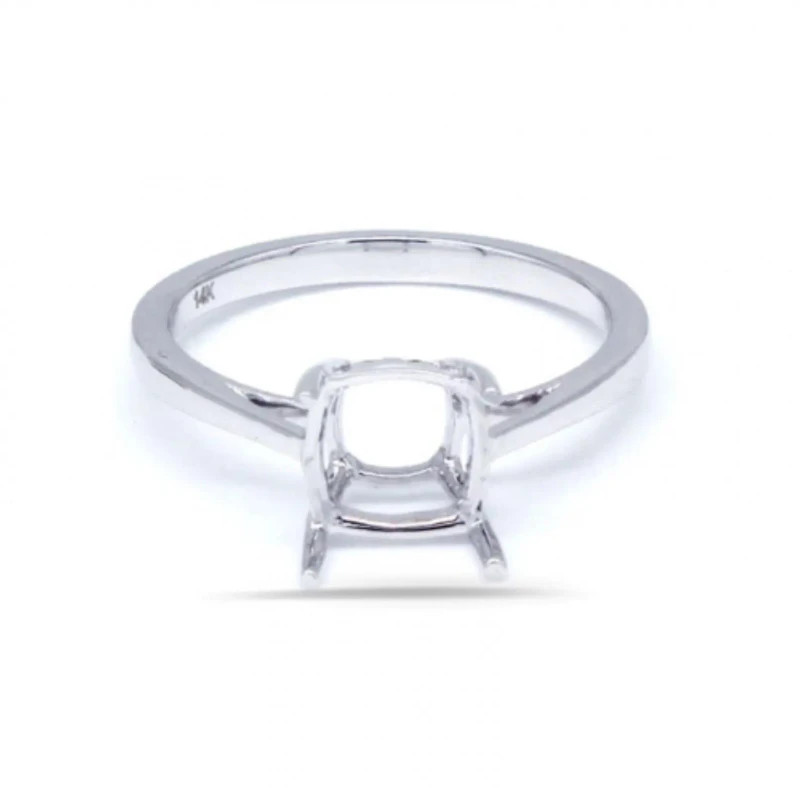 7mm Cushion Semi Mount Ring 925 Sterling Silver Solitaire Style Setting Ring