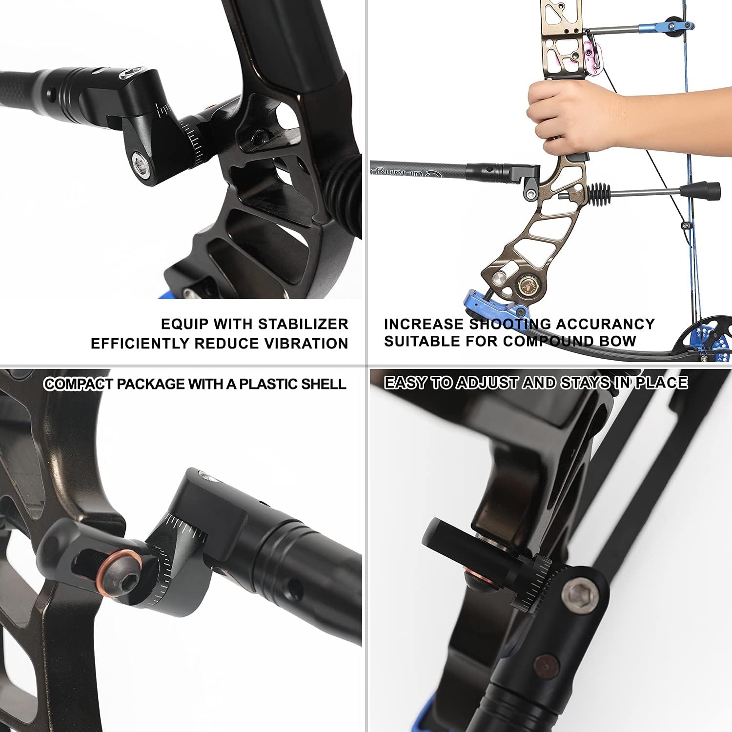 Compound Bow Single Side Adjustable V Bar Mount, Quick Disconnect Bow Stabilizer
