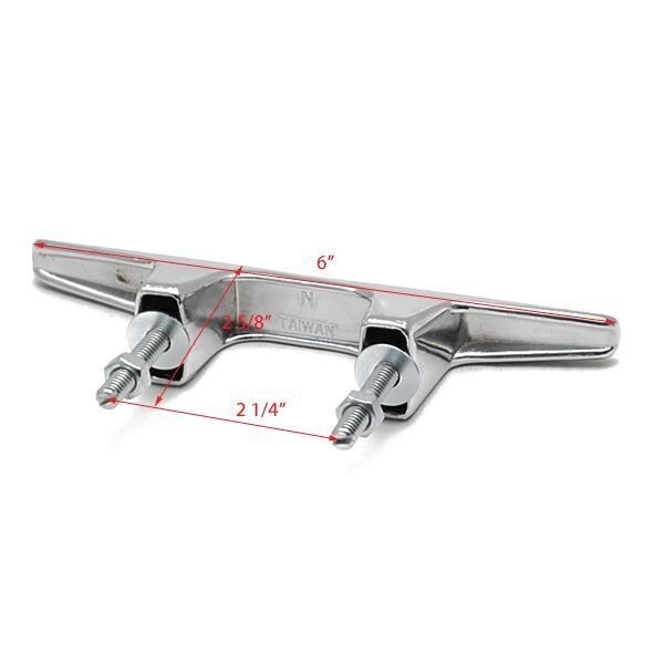 Stud Mounted Boat Cleat 6 Inch Chrome Plated Finish