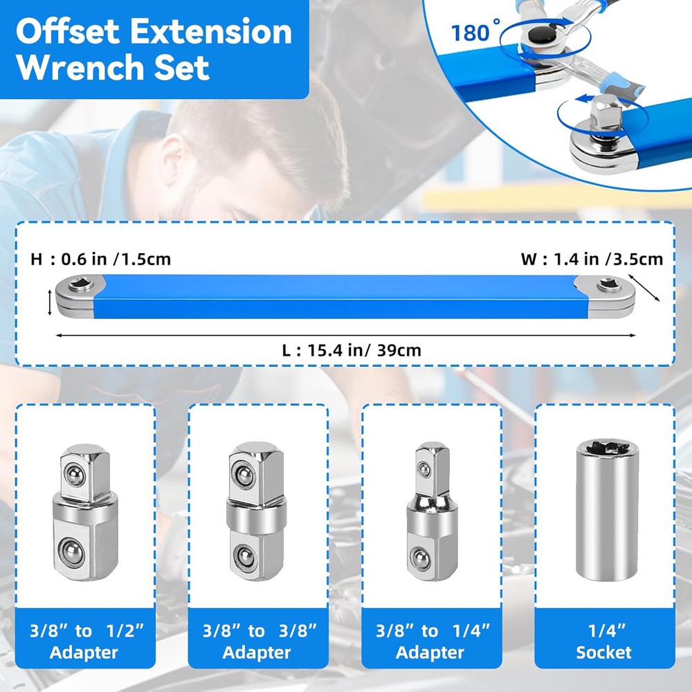 Impact Resistant Multifunctional Offset Extension Wrench Tight Reach Extension C