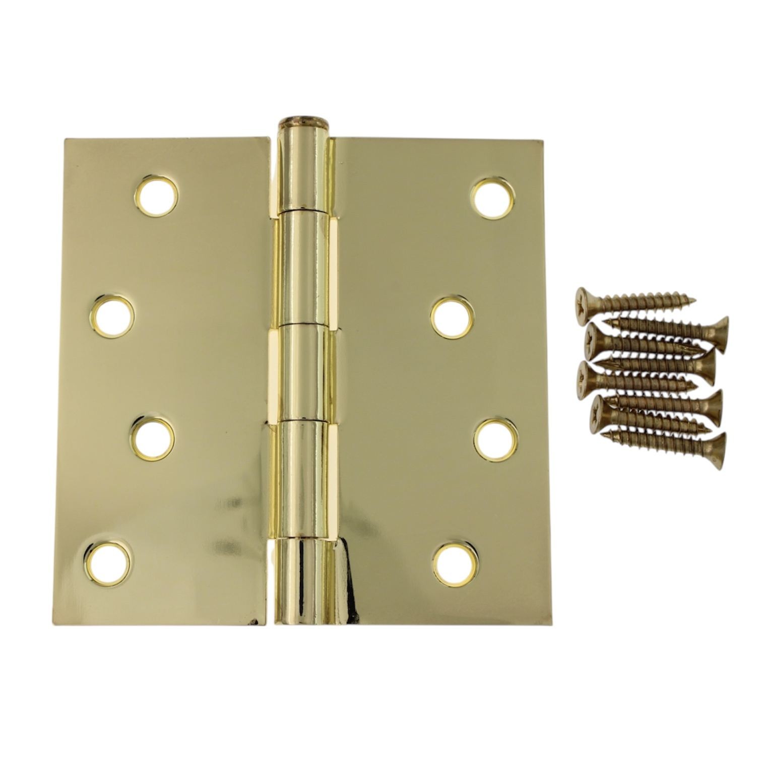 Warwick 4" Residential Door Hinges Square Corner Polished Brass BDA3015PB