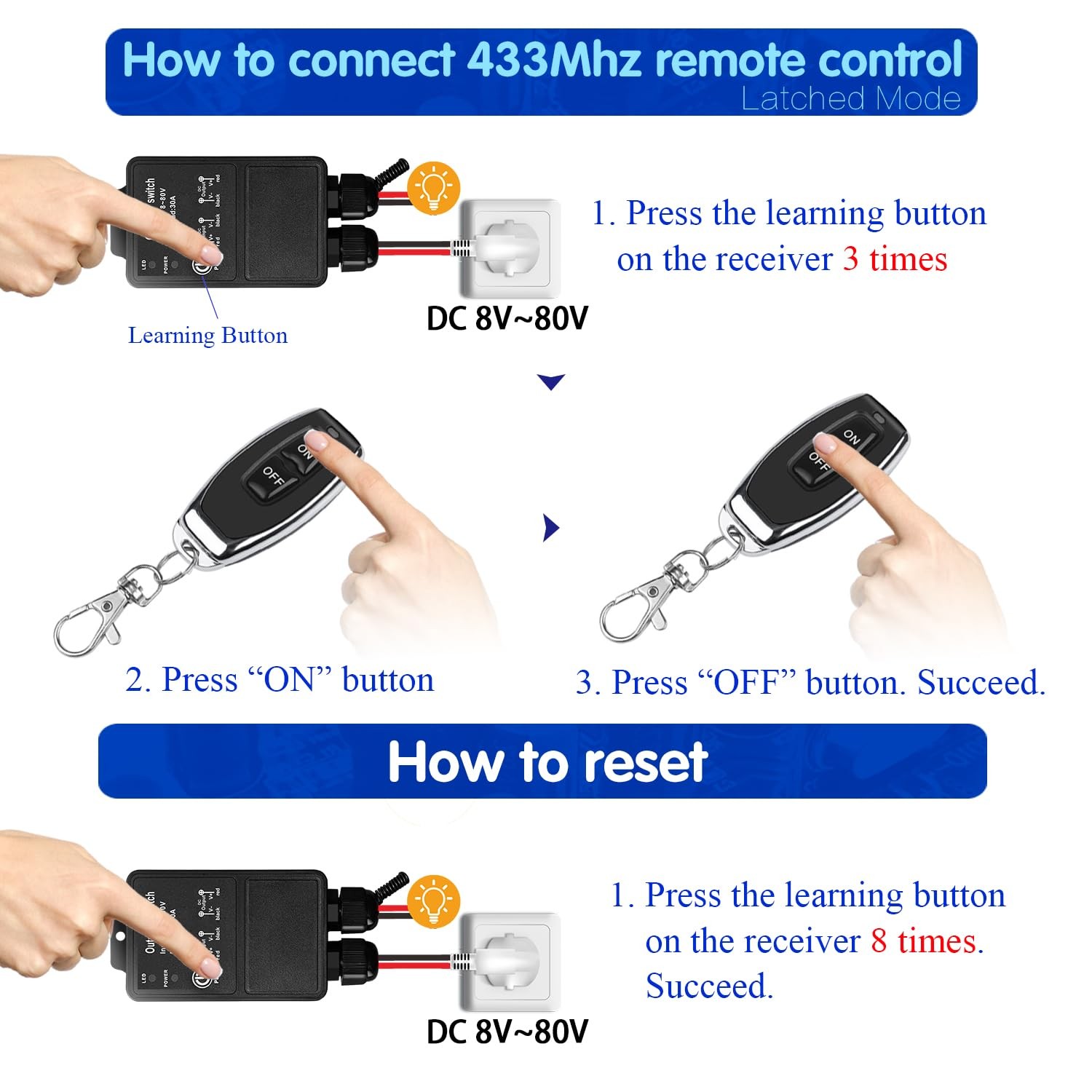 DieseRC Waterproof 12V Wireless Remote Control Switch DC 8V-80V Heavy-Duty 30...