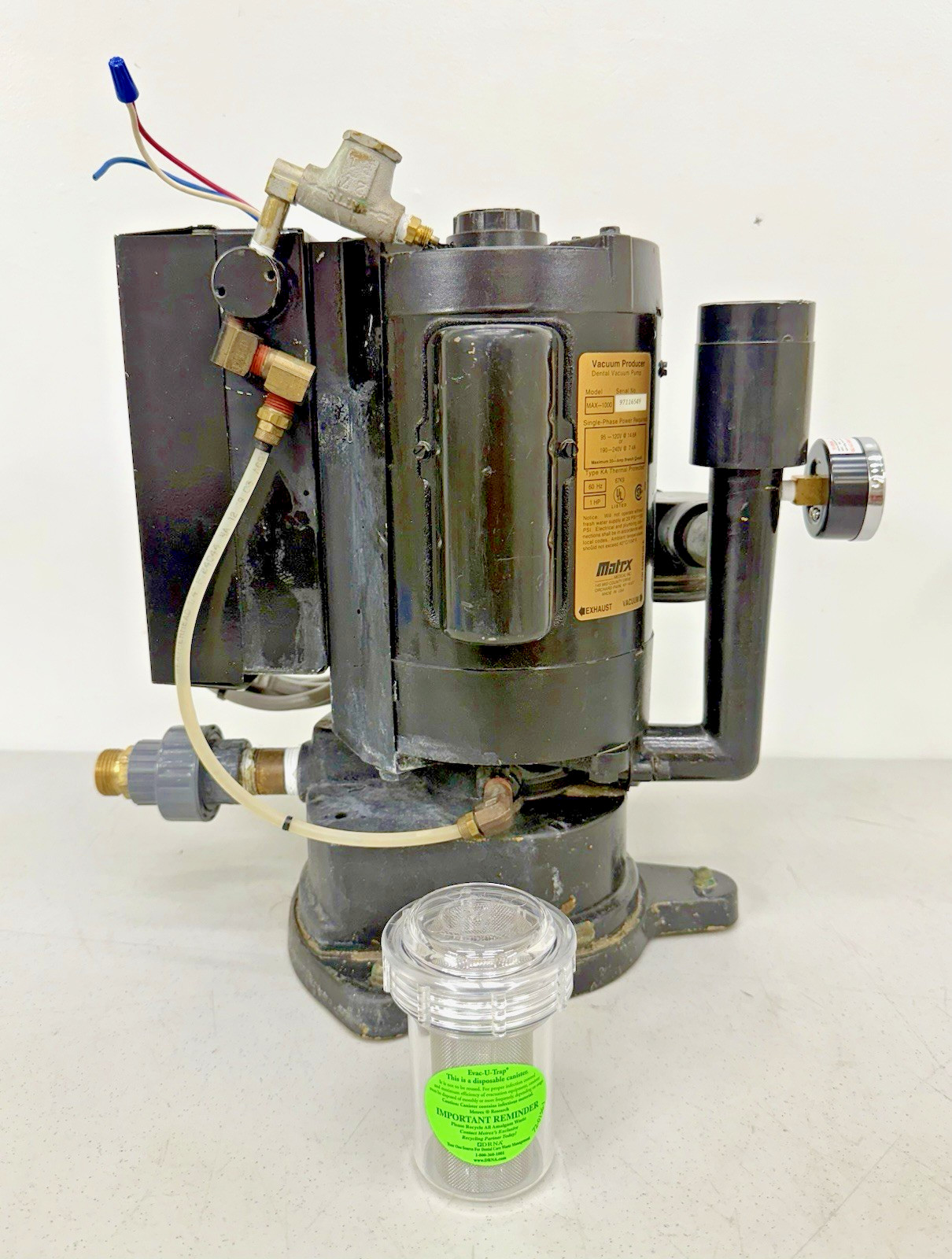Matrx MAX-1000 Dental Vacuum Pump System  Suction Unit - 1HP
