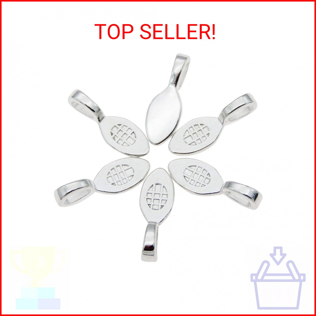 100pcs Silver Glue on Bail Charm Pendant Earring Bails for Glass Tile DIY Pendan