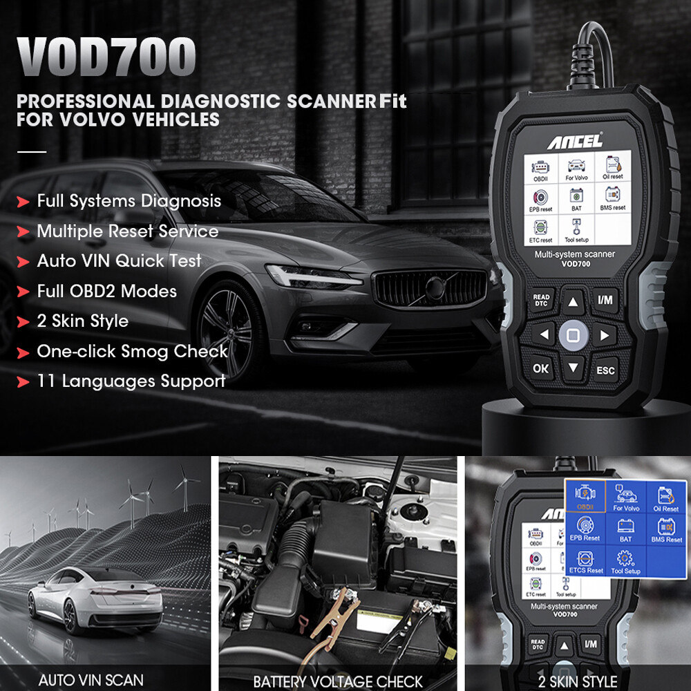 ANCEL VOD700 All System OBD2 Scanner Fits for Volvo Car Code Reader Diagnostic