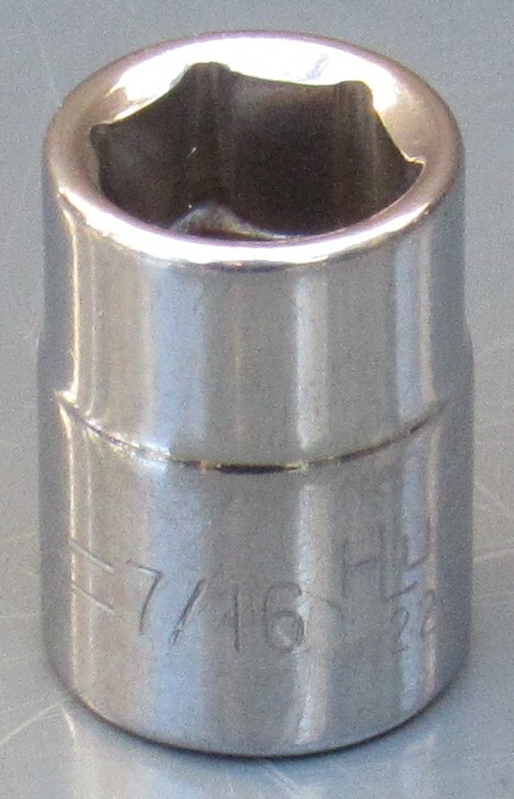 HUSKY TOOLS, 3/8" DRIVE CHROME SHALLOW SOCKET, 7/16" SAE, 6 POINT, #22014
