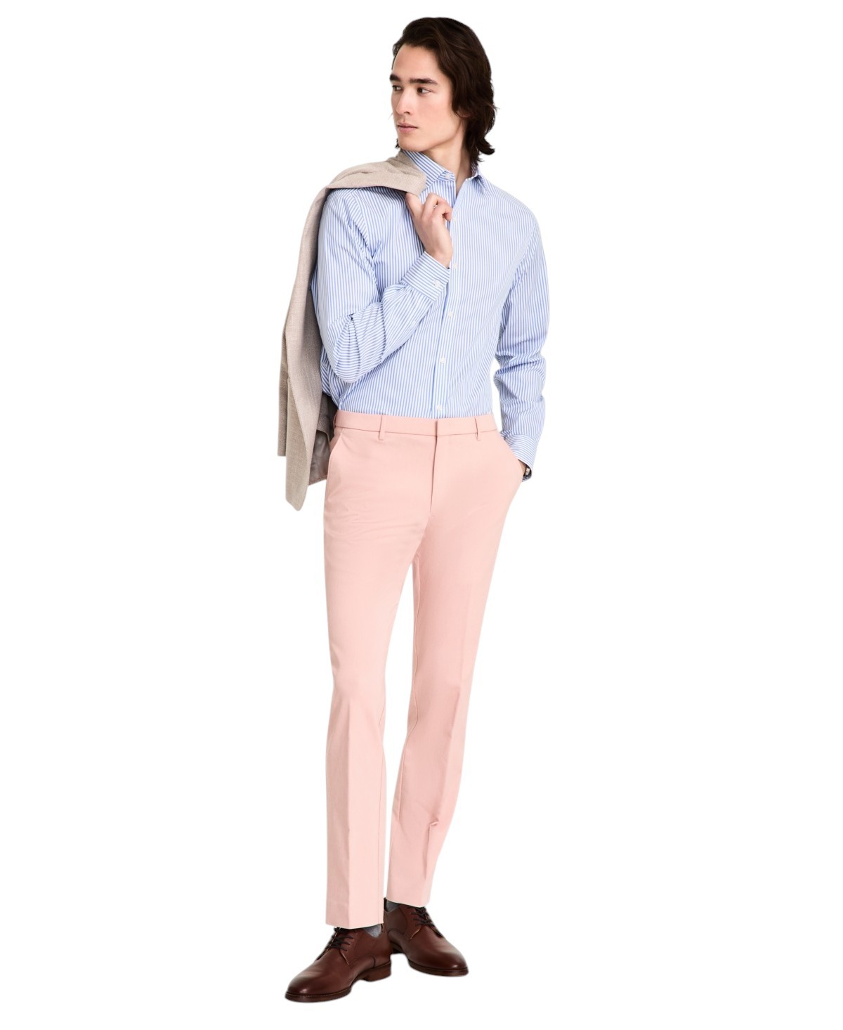 Tommy Hilfiger Mens Modern fit Dress Pants 48 / 30 Pink Solid