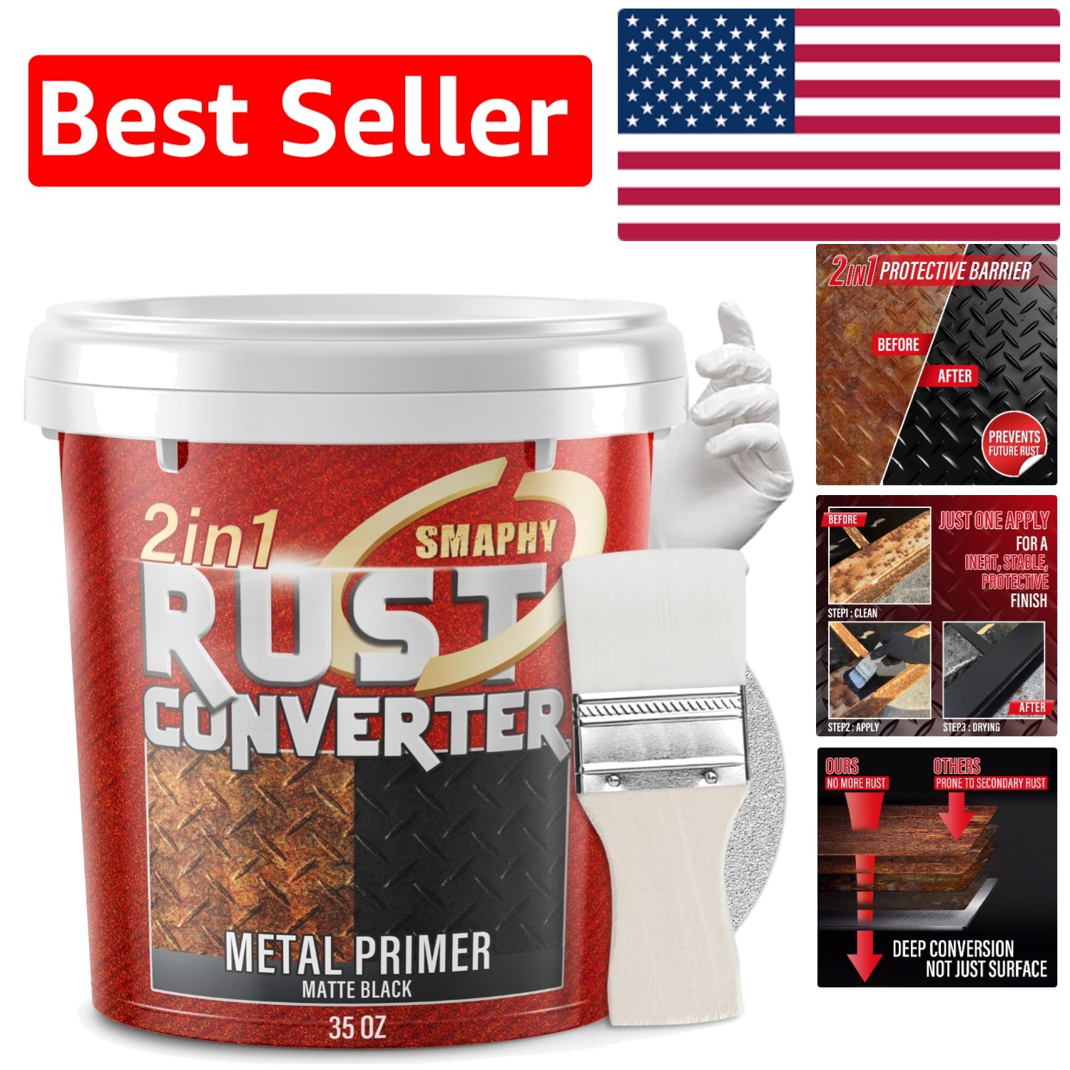 Oil-Based 2-in-1 Rust Primer & Converter - 35 oz  Metal Restoration Paint