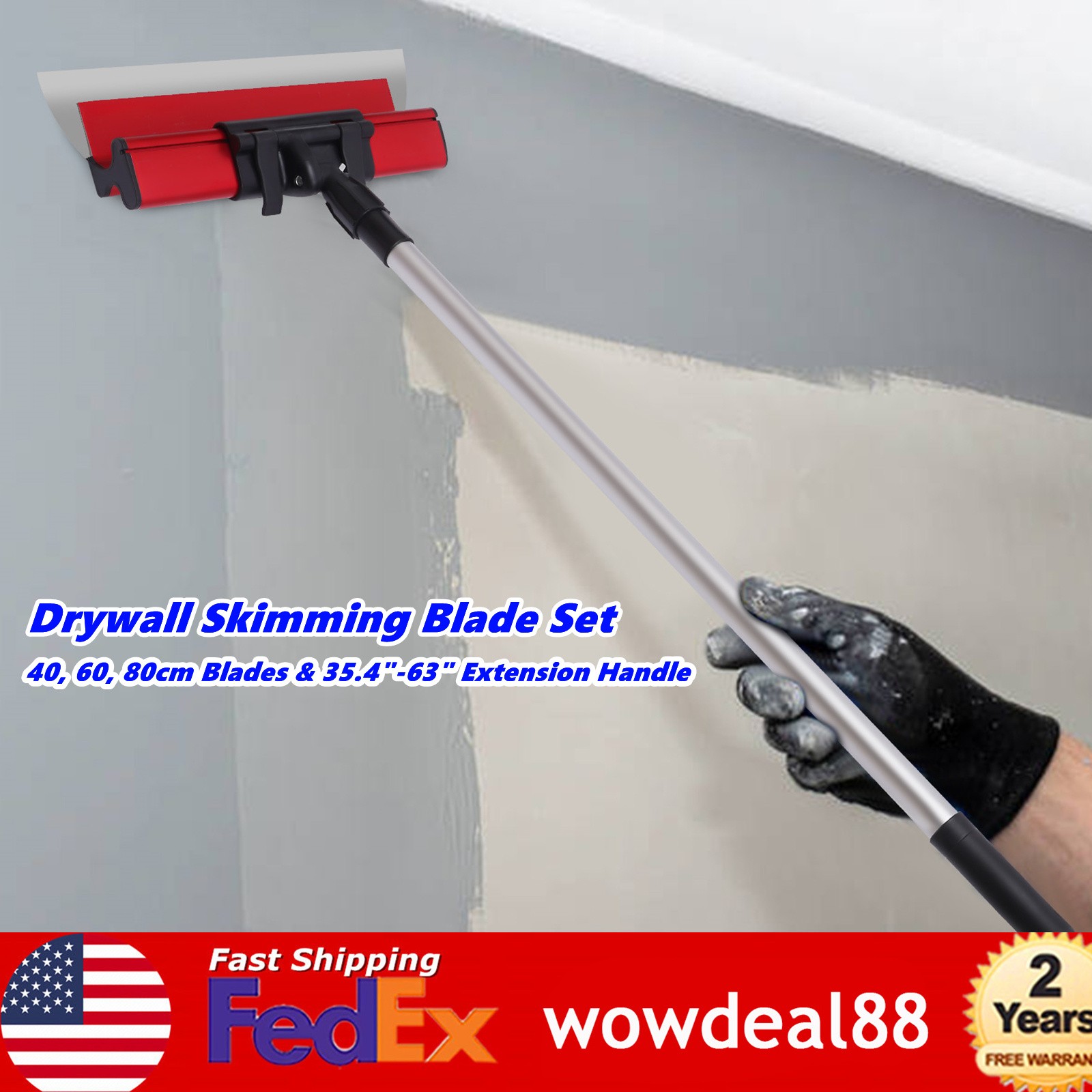 40/60/80cm Blades Drywall Skimming Blades Set W/ 90-160cm Extension Handle+Case