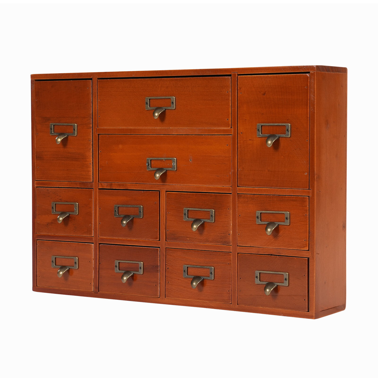 12-Drawer Wooden Desktop Organizer - Stylish Storage for Home & Office