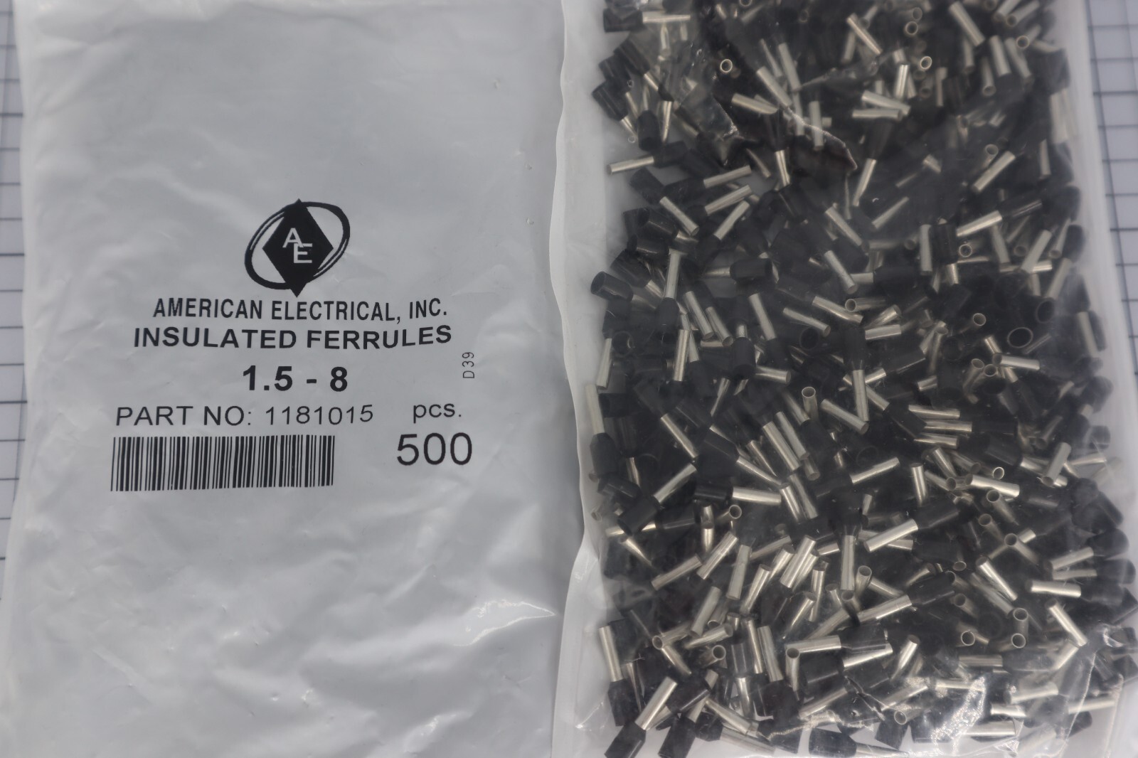*New in Bag of 500* AMERICAN ELECTRICAL 1181015 Ferrule 16 AWG Insulated Wire