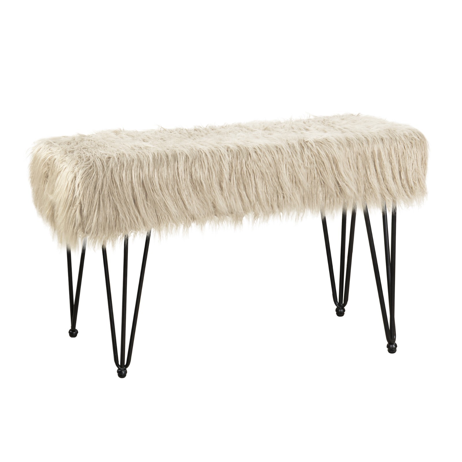 Mongolian Faux Fur Long Bench Ottoman Fluffy Foot Rest Stool/Seat 46 x 16 x 22"H