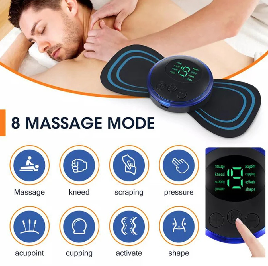 Portable EMS Neck Massager – 8 Modes, 19 Levels, Muscle Relaxat
