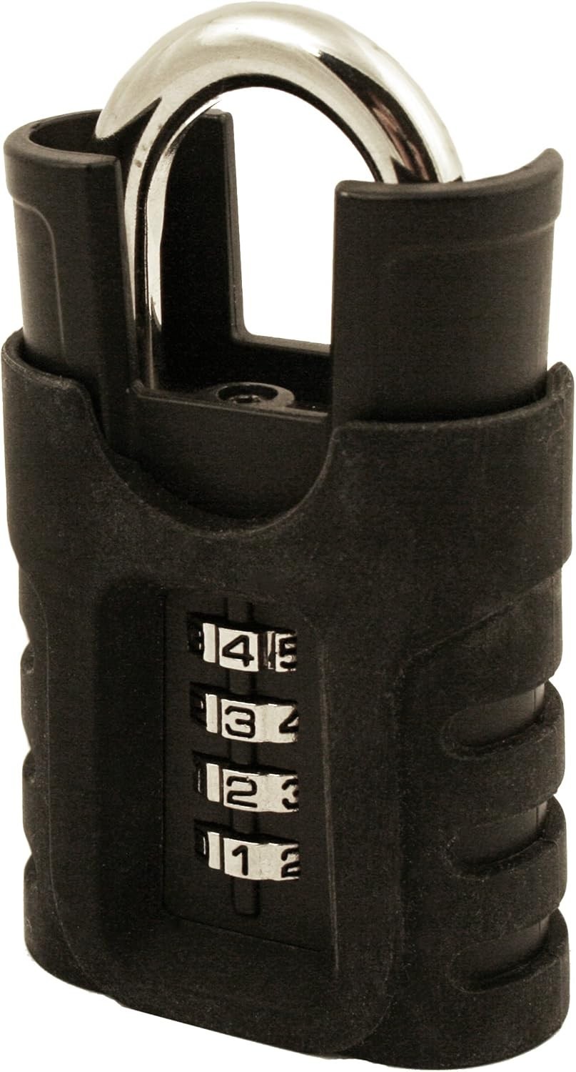 FJM Security SX-875 4-Dial Combination Padlock Shrouded Shackle Blk New