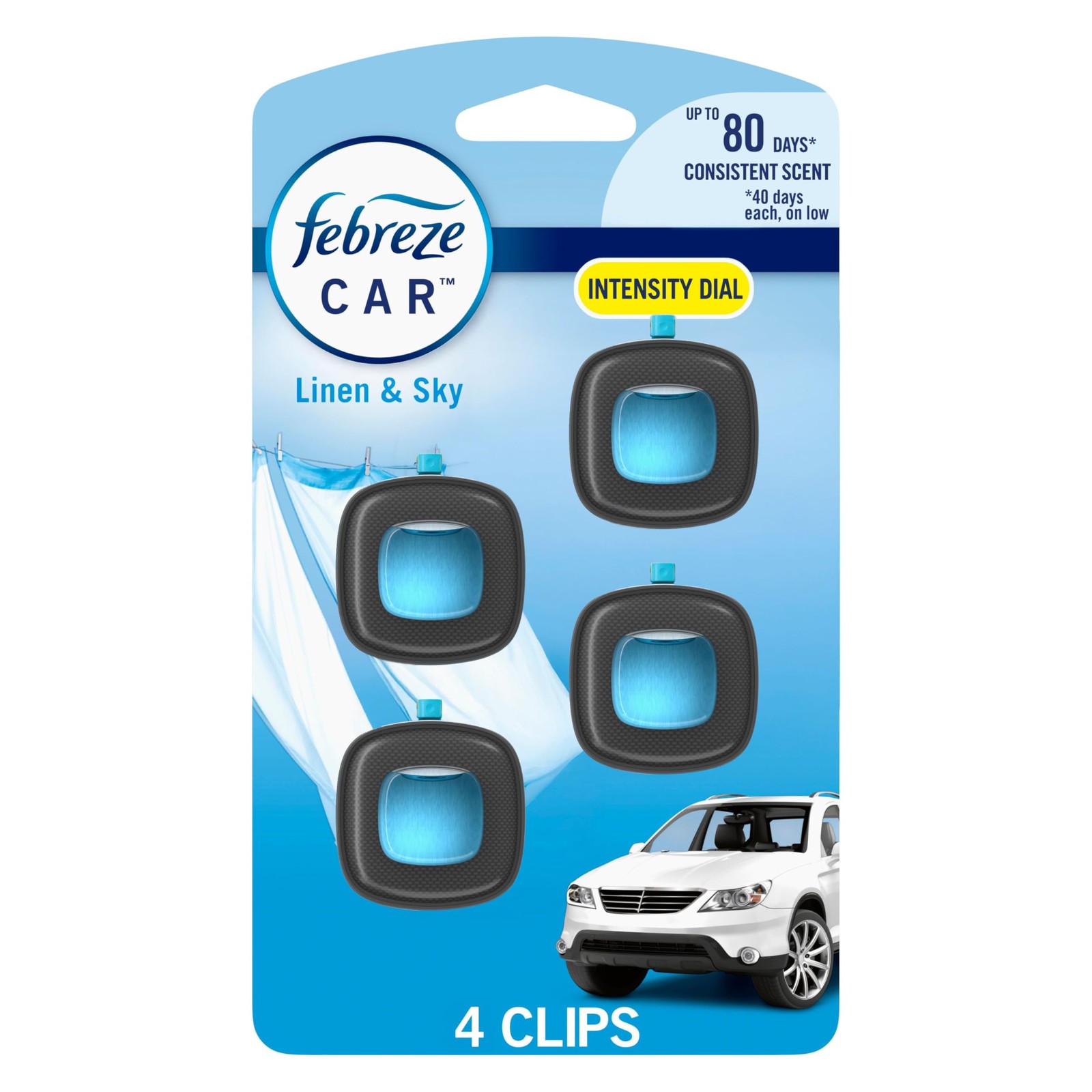 Febreze Car Air Freshener, Odor-Fighting 0.26 Fl Oz (Pack of 1), Sky Blue