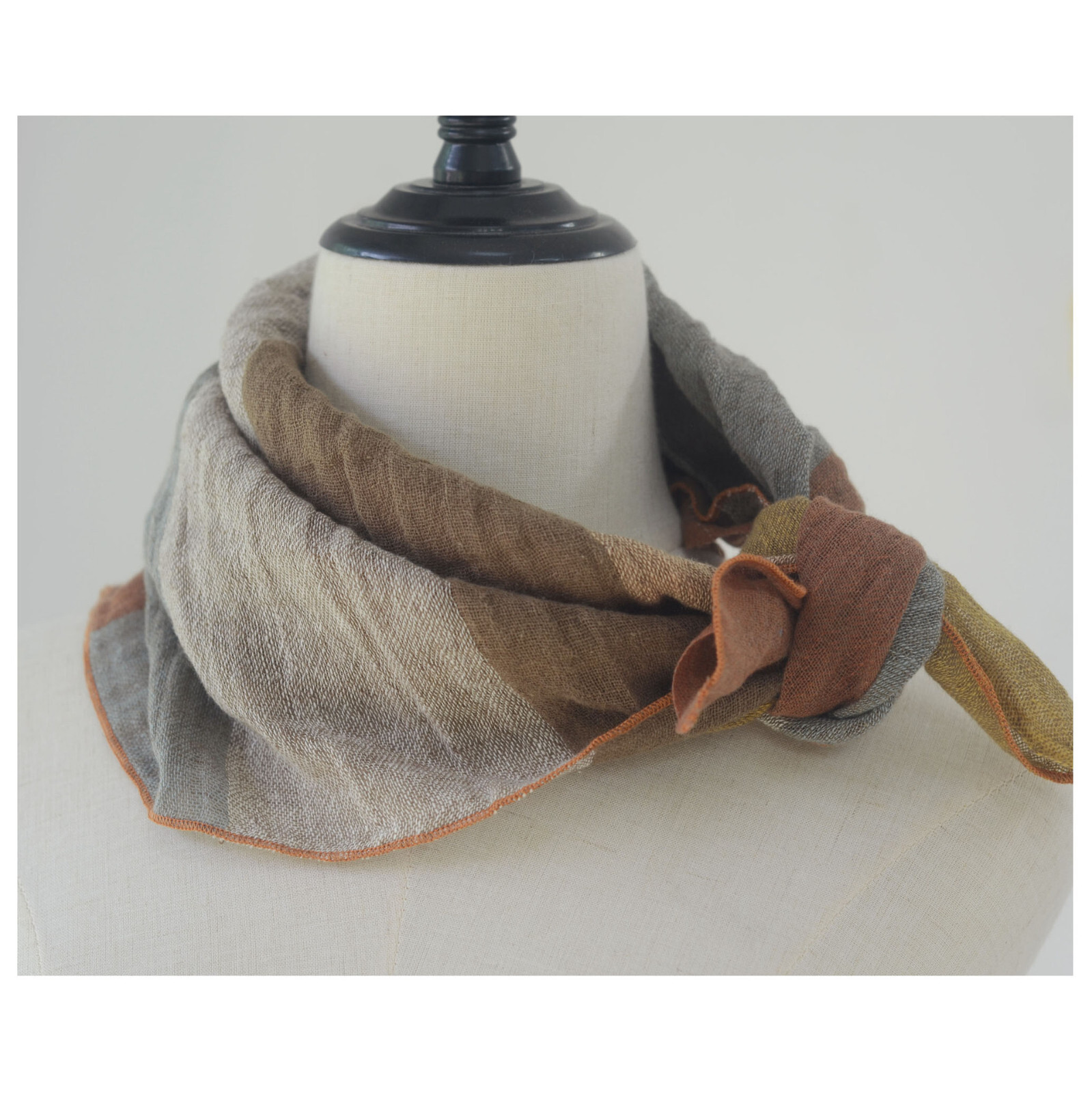 Womens Multicolor 100% Flax Linen Bandana Neck Wrap Neckerchief Shawl Scarf