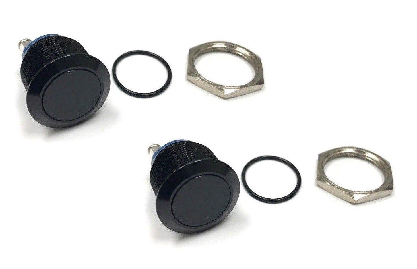 2 pc BLACK Stainless Steel Momentary Metal Push Button Switch 19mm Waterproof