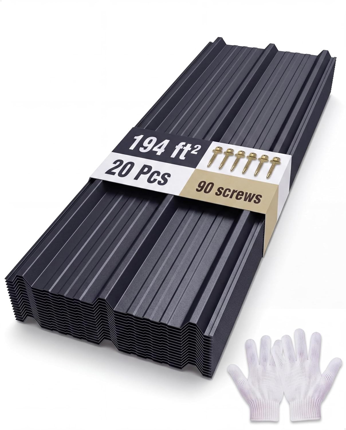 20 Pcs Ribbed Metal Roofing Panels 70.9x19.8 in 195 Sq Ft Galvanized Steel