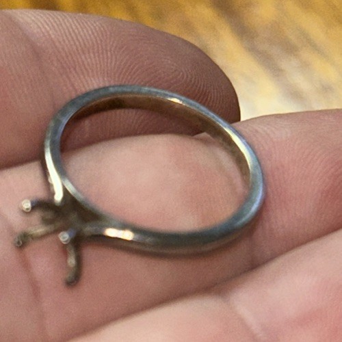 Old Scratched Sterling Silver Engagement Ring Setting marked STER with no stone