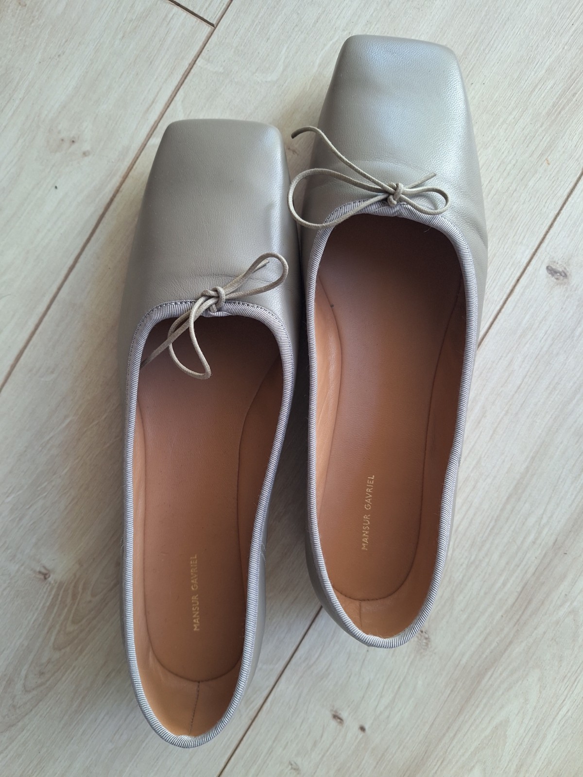 Mansur Gavriel Taupe Square Toe Ballerina Size 39.5
