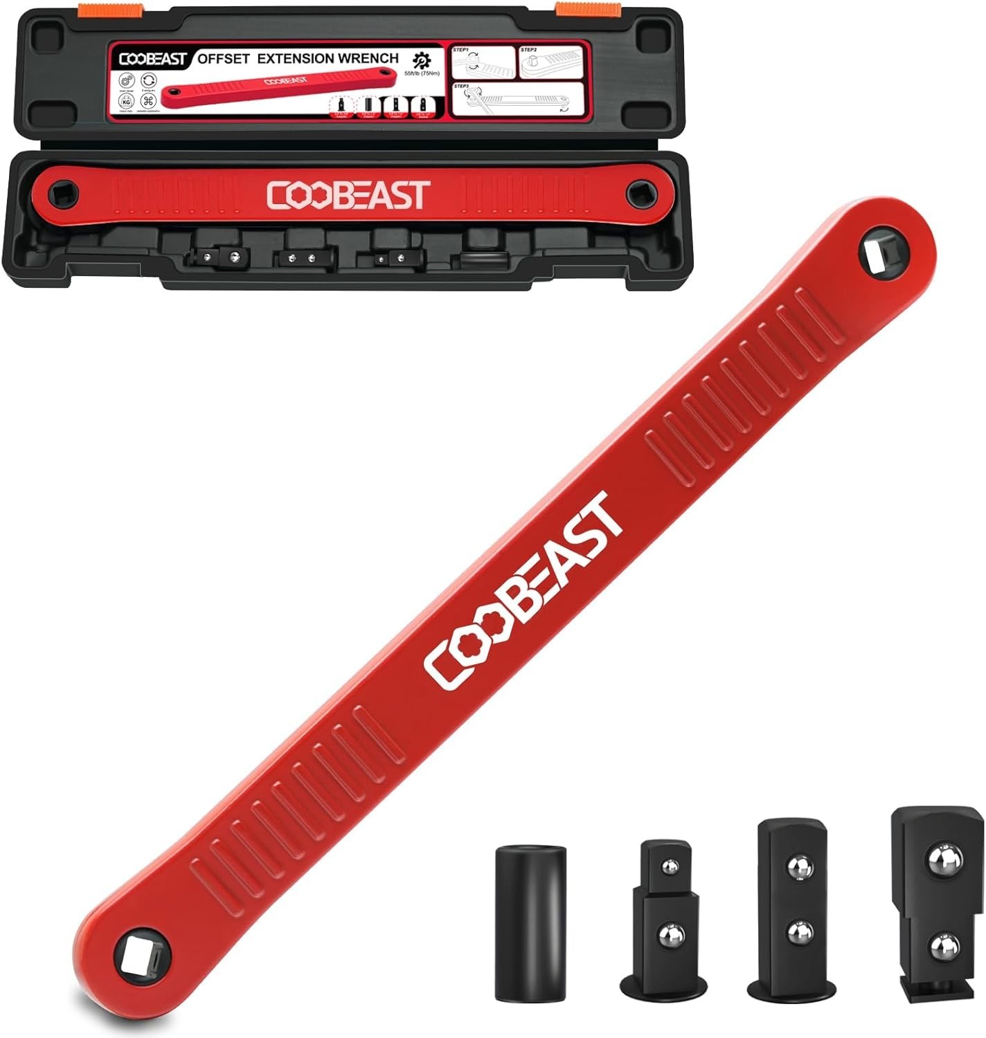 Multi-Functional Red Offset Wrench - Perfect for Automotive Repairs and Assembly
