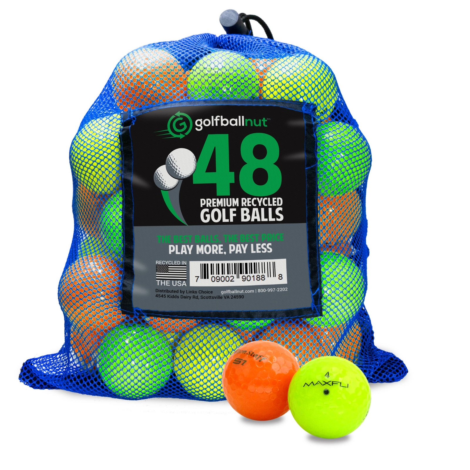 GolfBall Nut Bulk Mixed Near Mint Used Recycled Golf Balls Mesh Bag Included