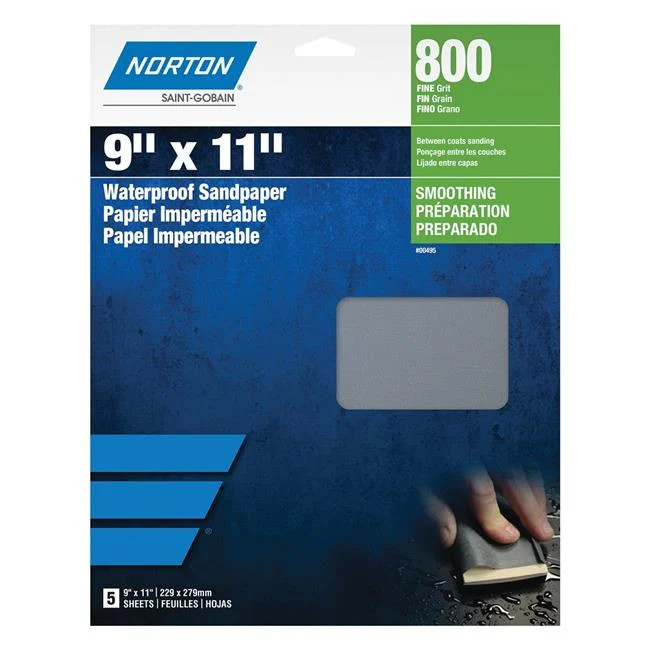 Norton NOR00495 9 x 11 in. Black Ice T214 Series Sanding Sheet P800 Grit Ultr...