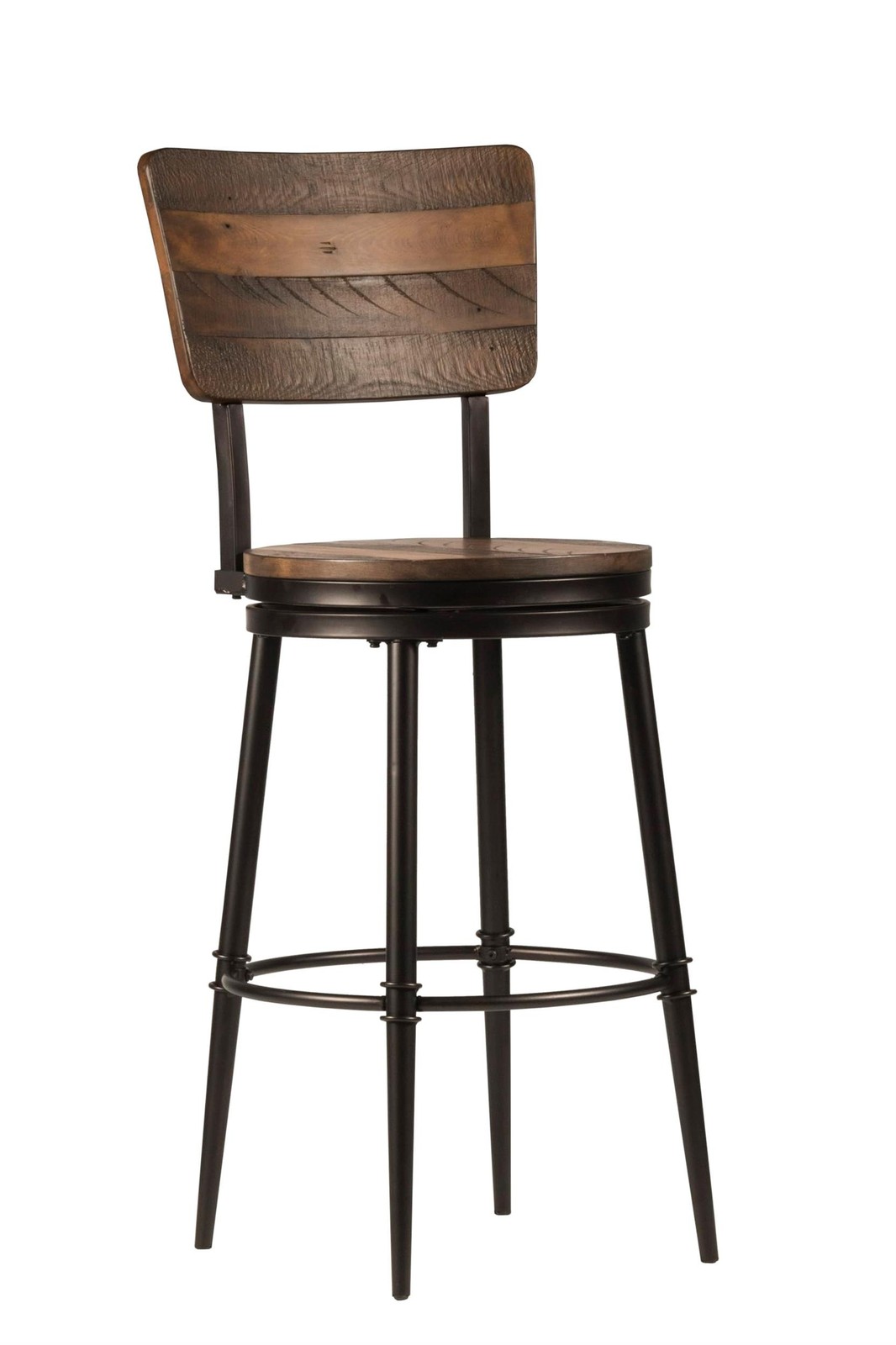 Bowery Hill 30" Wooden Swivel Bar Stool in Distressed Walnut