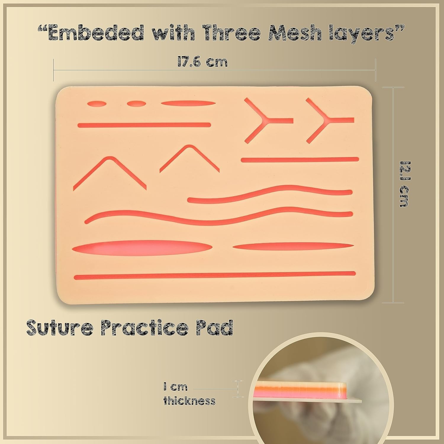 Suture Practice Pads 3 Layer with 14 Wound 5x7", Suture Practice Kit, Durable...