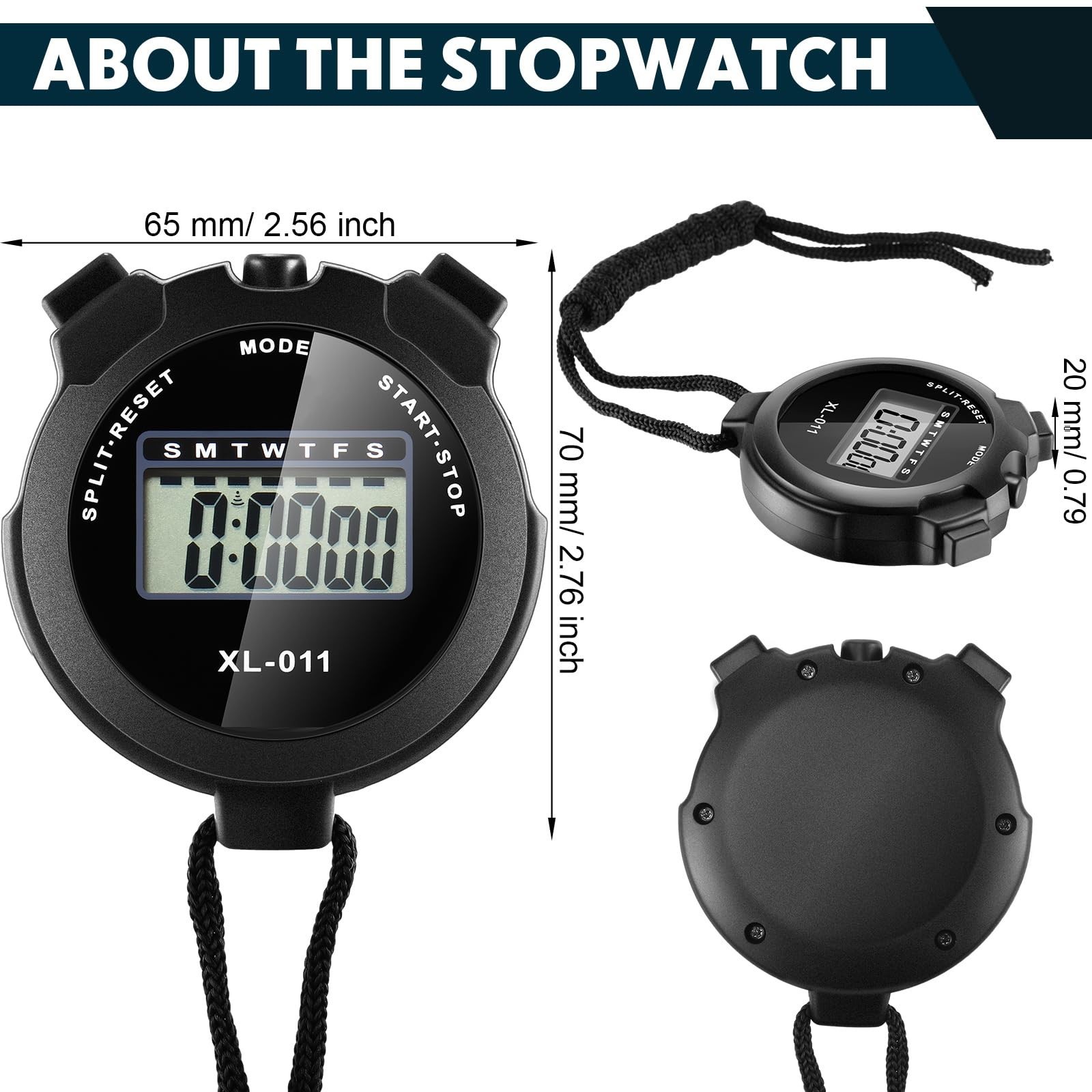 28 Pcs Digital Stopwatch Timer Set - Multi-Function Sports Timer with Lanyard, D