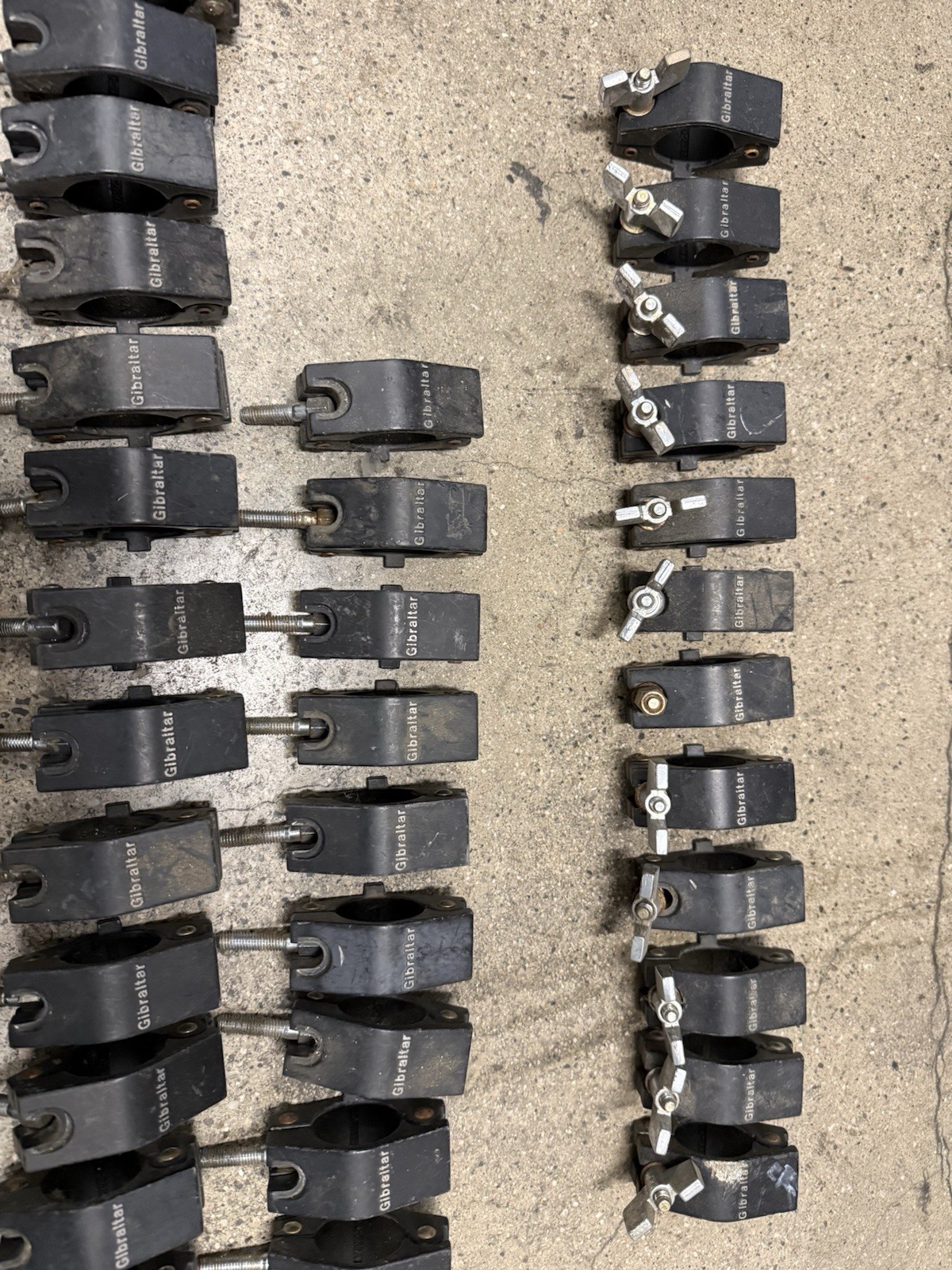 Large Lot Gibraltar Drum Rack Clamps - Many Missing Wing Nuts - Great Project/Pa
