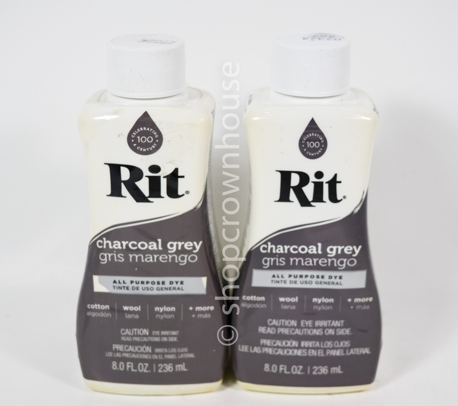 2 Rit Liquid Dye All Purpose Fabric Color 8 fl oz - CHARCOAL GREY
