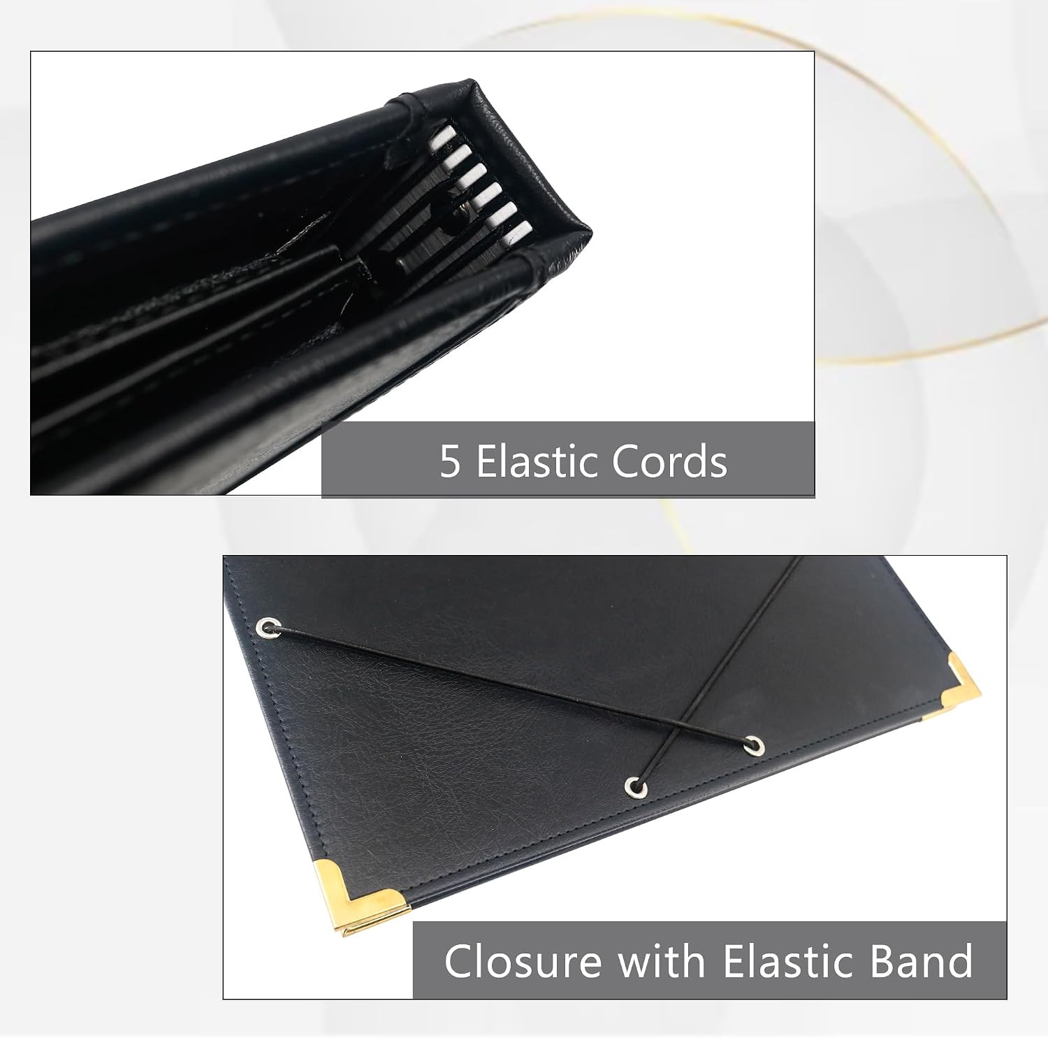 PU Leather Sheet Music Folder, 12.5" X 10" Choir Folder with Elastic String & Ha