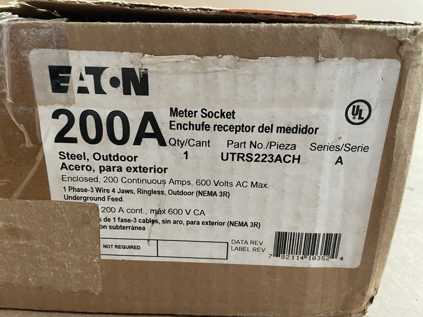 200A 600v 1 phase Meter Socket " underground only " UTRS223ACH