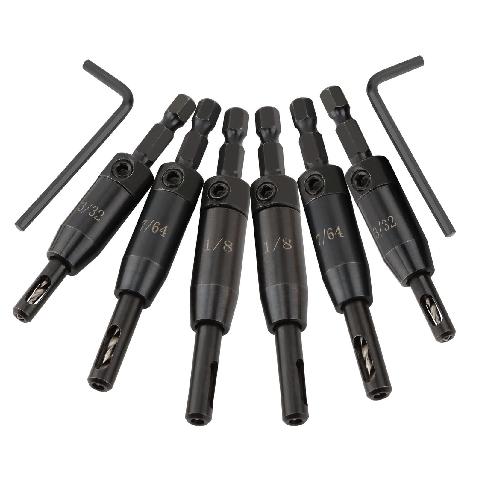 6 Pcs Self Centering Drill Bit Set, 1/4" Hex Shank Hinge Drill Bit Set 3/32",...