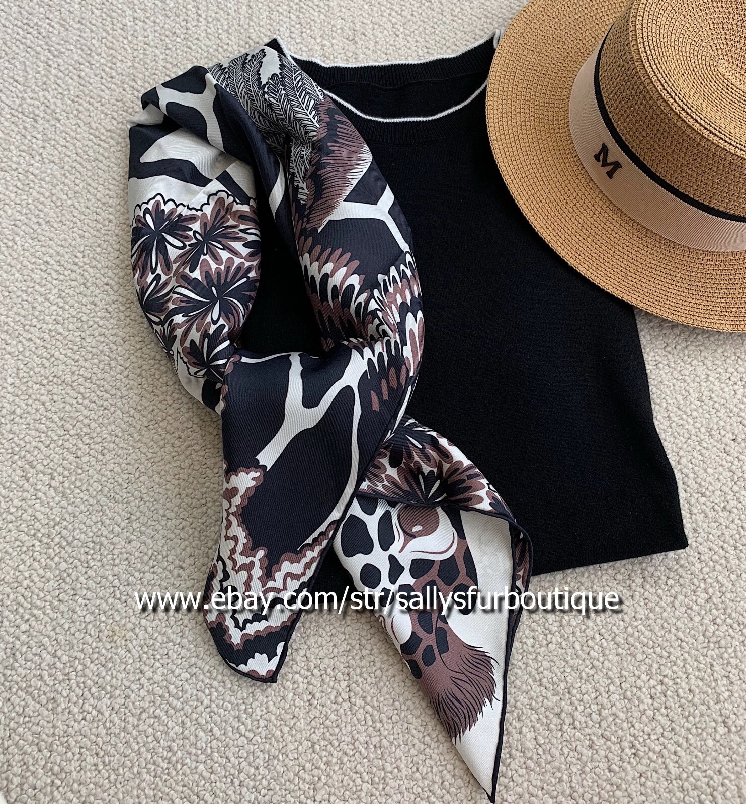 Sallys 18 Momme Twill Silk Wrap Scarf Giraffe Print Double Face Square Shawl 35"