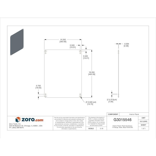 Wiegmann Np2016c Interior Panel, 14 Gangs, Steel, Back Panel Box Type