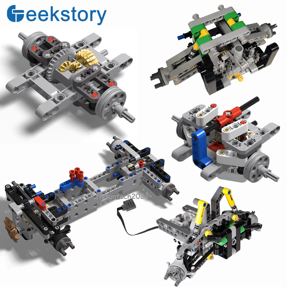 MOC Technic Building Blocks Wheel Rear-drive Differential Front Wheel Steering